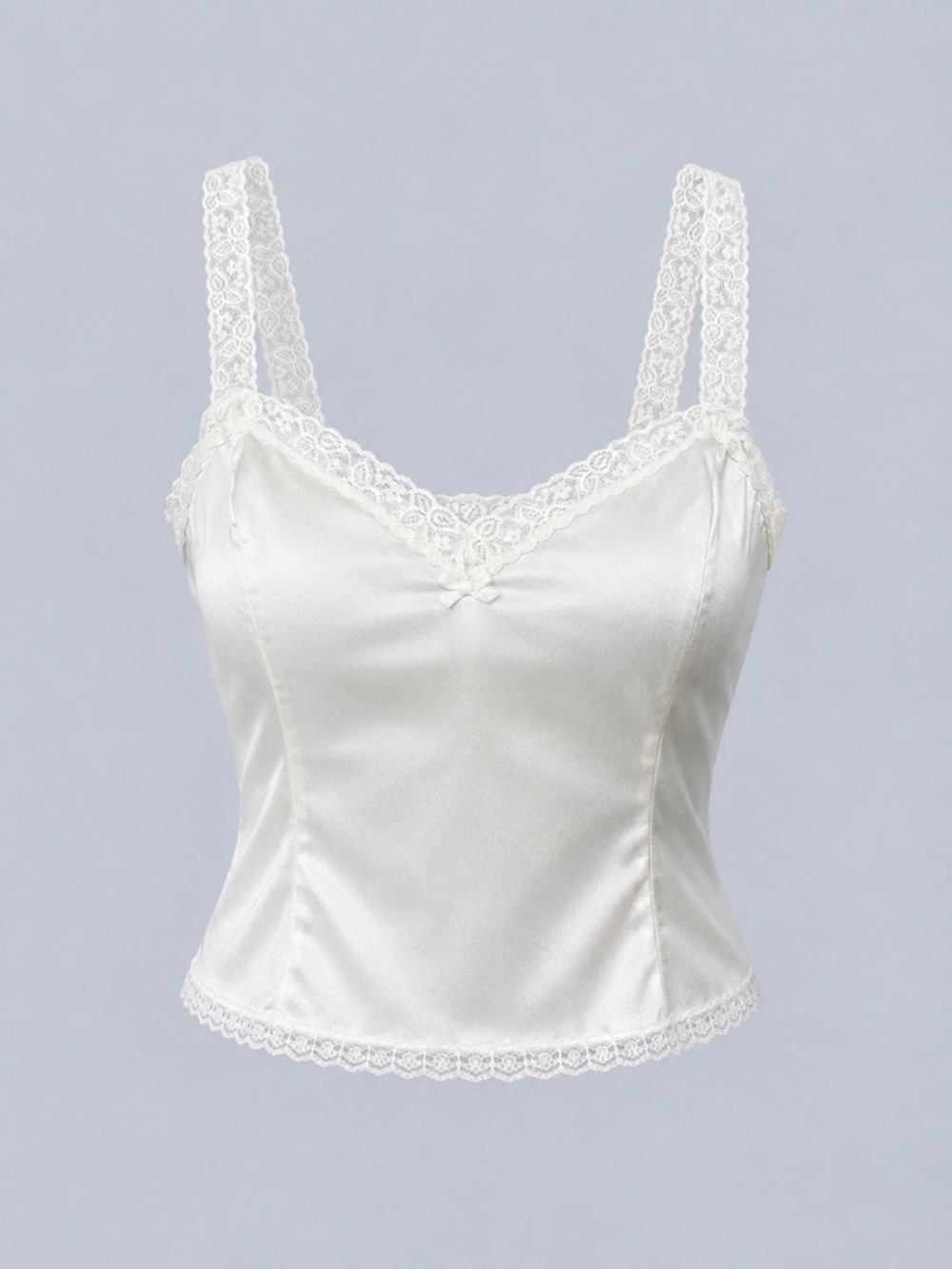 Vintage White Lace Trim Cami Top Babydoll Fit Balletcore‎ Coquette Sz SM/ MD